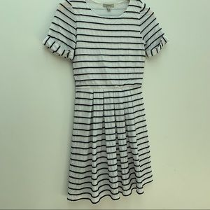 Bordeaux Scallop striped Dress Sz S Anthropologie